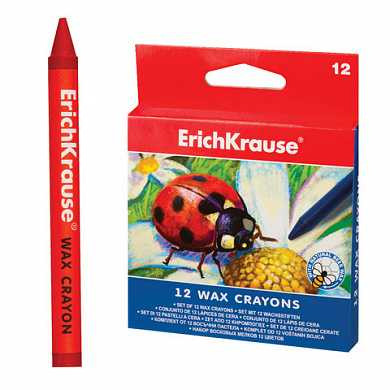 Восковые мелки ERICH KRAUSE, 12 цветов, картонная упаковка с европодвесом, 34930 (арт. 225974)