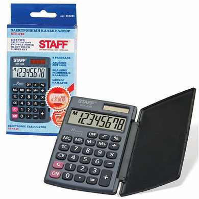 Калькулятор STAFF карманный STF-638, 8 разрядов, двойное питание, 120х75 мм (арт. 250285)