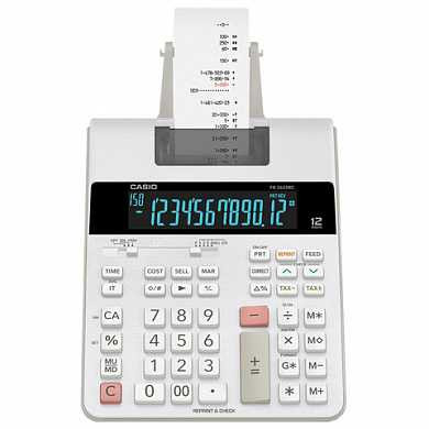 Калькулятор CASIO печатающий FR-2650RC, 12 разрядов, 313х195 мм, питание от адаптера 250402, белый, FR-2650RC-W-EH (арт. 250449)