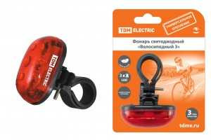 Фонарь велосипедный TDM, 3 LED 20lm/W, 3 режима, питание 3xAAA, пластик, черный/красный, SQ0350-0029 (арт. 555415) купить в интернет-магазине ТОО Снабжающая компания от 1 960 T, а также и другие Автомобильные и велосипедные фонари на сайте dulat.kz оптом и в розницу