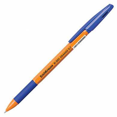 Ручка шариковая ERICH KRAUSE "R-301 Grip", корпус оранжевый, узел 0,7 мм, линия 0,35 мм, упор, синяя, 39531 (арт. 142854)