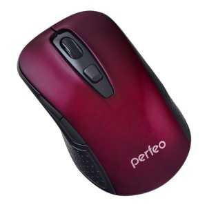 Мышь Perfeo CLICK, беспроводная, оптическая, 4 кнопки, 1000-1600dpi, USB, питание 1хAA, красный, PF-966-RD (арт. 654899)