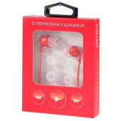Наушники Perfeo IPD, вакуумные, провод 1.2м, красные, Jack 3.5, сменные насадки, PF-IPD-RED (арт. 604660)