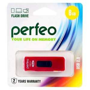 Флэш-диск Perfeo USB 8GB, Red S04 PF-S04R008 (арт. 601706)