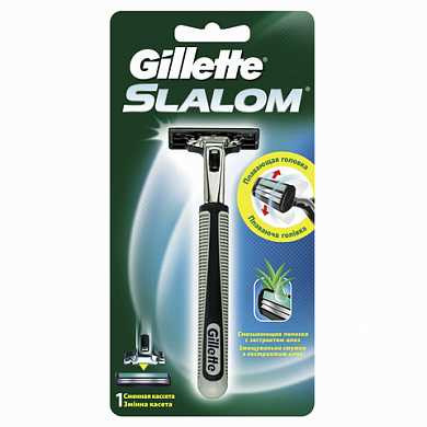 Бритва GILLETTE (Жиллет) "Slalom", с 1 сменной кассетой, для мужчин (арт. 602788)