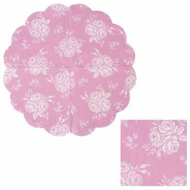 Салфетки бумажные круглые, 12 шт., диаметр 32 см, 3-х слойные, ASTER "Creative round", розовый винтаж, AR251113 (арт. 128272)