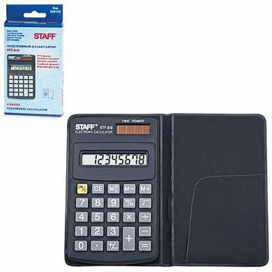 Калькулятор STAFF карманный STF-818, 8 разрядов, двойное питание, 102х62 мм (арт. 250142)