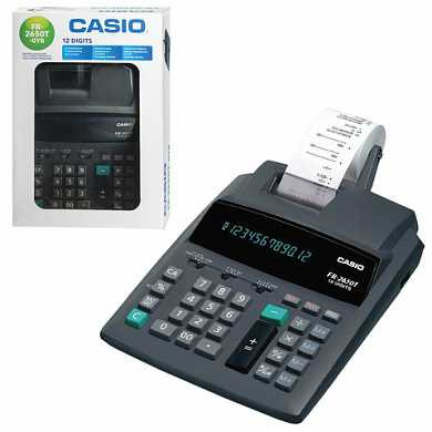 Калькулятор CASIO печатающий FR-2650T-GYB, 12 разрядов, от сети, 335х206 мм, (бумажный ролик 110364, картридж 250404), FR-2650T-GYB-EA (арт. 250400)