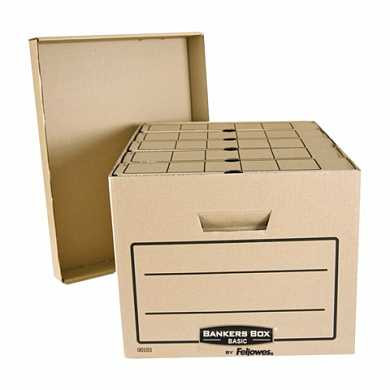 Короб архивный FELLOWES (BANKERS BOX) "Basic", 325x260x420 мм, с крышкой, гофрокарт, светло коричневый, FS-00101 (арт. 127527)