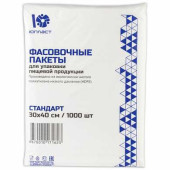 Пакеты фасовочные СТАНДАРТ, комплект 1000 шт., ПНД, 30х40 см, 8 мкм, ЮПЛАСТ, евроупаковка, ЮФАС0004 (арт. 604987)