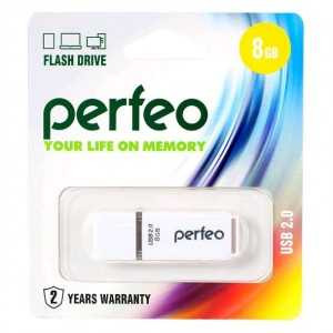 Флэш-диск Perfeo USB 8GB, White C01 PF-C01W008 (арт. 601694)