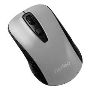 Мышь Perfeo CLICK, беспроводная, оптическая, 4 кнопки, 1000-1600dpi, USB, питание 1хAA, серебро, PF-966-SV (арт. 654901)