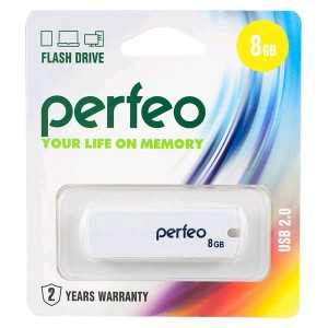 Флэш-диск Perfeo USB 8GB, White C05 PF-C05W008 (арт. 601699)