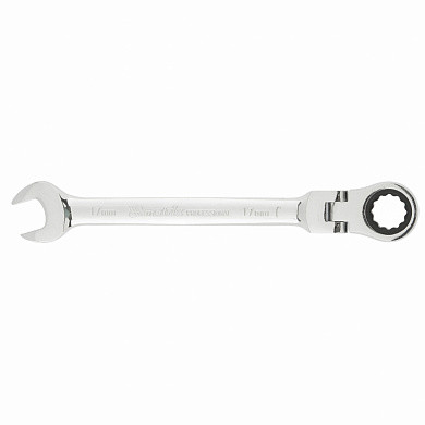 Ключ комбинированный трещоточный, 17мм, CrV, шарнирный, зерк.хром MATRIX PROFESSIONAL (арт. 14869)