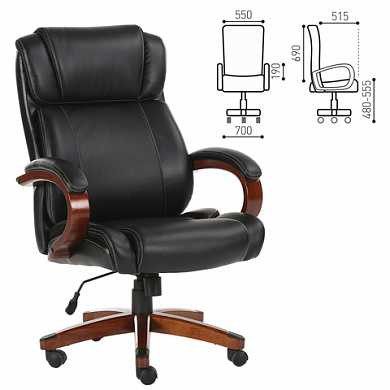 Кресло офисное BRABIX Magnum EX-701, дерево, рециклированная кожа, черное, XXXXXX (арт. 531827)