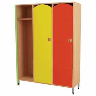 Шкаф для одежды детский, 3 отделения, 1080х340х1340 мм, бук бавария/цветной фасад (арт. 531110)