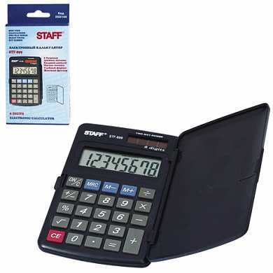 Калькулятор STAFF карманный STF-899, 8 разрядов, двойное питание, 117х74 мм (арт. 250144)