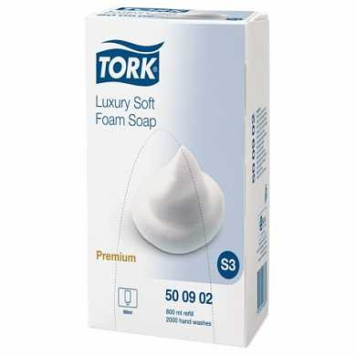 Картридж с жидким мылом-пеной одноразовый TORK (Система S3) Premium, 0,8 л, 500902 (арт. 601900)