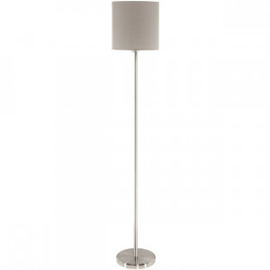 EGLO 95167 Торшер PASTERI, 1х60W (E27), O280, H1575, никель матовый/текстиль, серо-коричневый (арт. 589102) купить в интернет-магазине ТОО Снабжающая компания от 128 380 T, а также и другие Напольные светильники (торшеры) на сайте dulat.kz оптом и в розницу