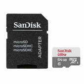 Карта памяти microSDXC, 64 GB, SANDISK Ultra UHS-I U1, 80 Мб/сек (class 10), адаптер, QUNS-064G-GN3MA (арт. 512720)