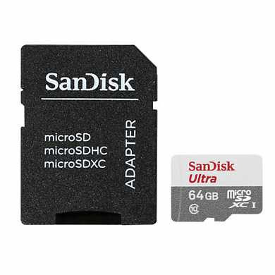 Карта памяти microSDXC, 64 GB, SANDISK Ultra UHS-I U1, 80 Мб/сек (class 10), адаптер, QUNS-064G-GN3MA (арт. 512720) купить в интернет-магазине ТОО Снабжающая компания от 15 582 T, а также и другие Micrо SD карты на сайте dulat.kz оптом и в розницу