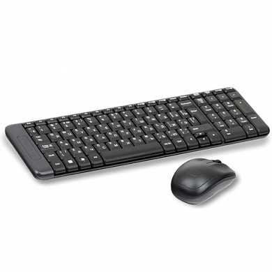 Набор беспроводной LOGITECH Wireless Desktop MK220, клавиатура, мышь 2 кнопки + 1 колесо-кнопка, черный, 920-003169 (арт. 510824)