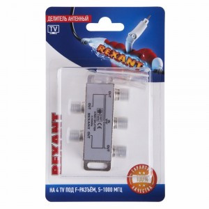 Splitter (делитель) на 4 TV, 5-1000 МГц (10), REXANT 06-0042-C (арт. 661934) купить в интернет-магазине ТОО Снабжающая компания от 2 940 T, а также и другие Антенны ТВ, усилители, тюнеры на сайте dulat.kz оптом и в розницу
