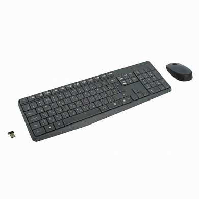 Набор беспроводной LOGITECH Wireless MK235, клавиатура, мышь 2 кнопки + 1 колесо-кнопка, черный, 920-007948 (арт. 512349)