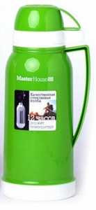 Термос MasterHouse Венеция стекл. колба/пластик узкое горло, 2л, чашки 2шт, зеленый, арт.60271