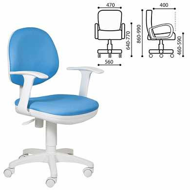 Кресло CH-W356AXSN с подлокотниками, голубое, пластик белый, CH-W356AXSN/15 (арт. 531590)