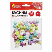 Бусины для творчества "Микс №2", 10-15 мм, 30 грамм, 6 цветов, ПАСТЕЛЬ, ОСТРОВ СОКРОВИЩ, 661254 (арт. 661254)