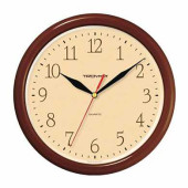 Часы настенные TROYKA 21234287, круг, бежевые, коричневая рамка, 24,5х24,5х3,1 см (арт. 452273)