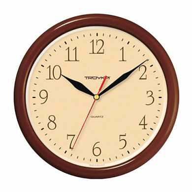 Часы настенные TROYKA 21234287, круг, бежевые, коричневая рамка, 24,5х24,5х3,1 см (арт. 452273) купить в интернет-магазине ТОО Снабжающая компания от 5 537 T, а также и другие Часы офисные на сайте dulat.kz оптом и в розницу