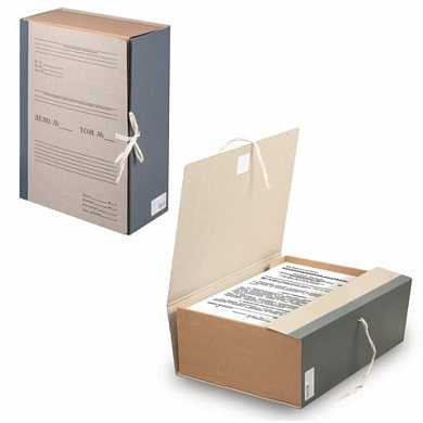 Короб архивный STAFF, 12 см, переплетный картон, корешок - бумвинил, 2 х/б завязки, до 1000 л., 126903 (арт. 126903)