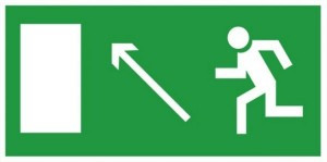IEK знак электробезопасности 100х50мм "Направление к эвакуационному выходу налево вверх (арт. 519567)