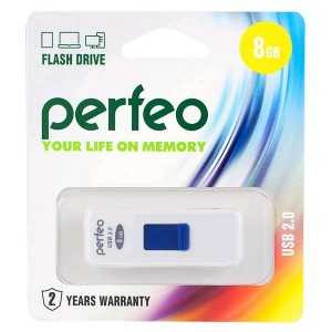 Флэш-диск Perfeo USB 8GB, White S03 PF-S03W008 (арт. 601704)