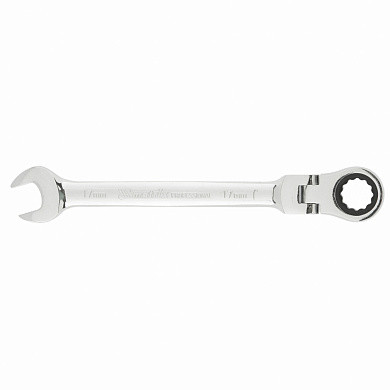 Ключ комбинированный трещоточный, 19мм, CrV, шарнирный, зерк.хром MATRIX PROFESSIONAL (арт. 14871)