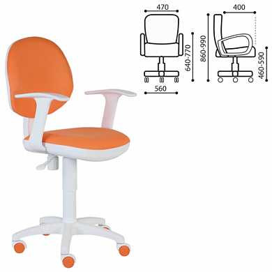 Кресло CH-W356AXSN с подлокотниками, оранжевое, пластик белый, CH-W356AXSN/15 (арт. 531589)