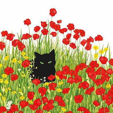 Салфетки Black cat poppies 25x25 см бумажные 20 шт. (арт. 1252807)