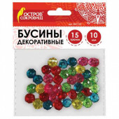 Бусины для творчества "Хрусталики", 10 мм, 15 грамм, 5 цветов, ОСТРОВ СОКРОВИЩ, 661233 (арт. 661233)