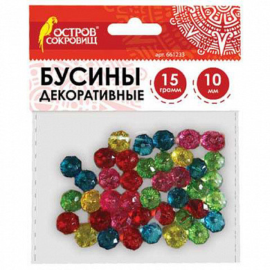 Бусины для творчества "Хрусталики", 10 мм, 15 грамм, 5 цветов, ОСТРОВ СОКРОВИЩ, 661233 (арт. 661233) купить в интернет-магазине ТОО Снабжающая компания от 637 T, а также и другие Бусины, наклейки, стразы для творчества на сайте dulat.kz оптом и в розницу