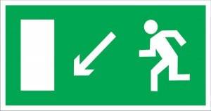 IEK знак электробезопасности 100х50мм "Направление к эвакуационному выходу налево вниз" (арт. 519568)