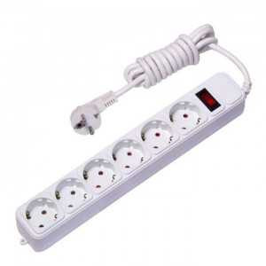 Сетевой фильтр EKF, ПВС 3х0.75, 6 розеток, 5 м, 10А, выключатель, земля, шторки, предохранитель, ABС-пластик, UFP10-375-6-05 (арт. 601570) купить в интернет-магазине ТОО Снабжающая компания от 8 134 T, а также и другие Сетевые фильтры на сайте dulat.kz оптом и в розницу