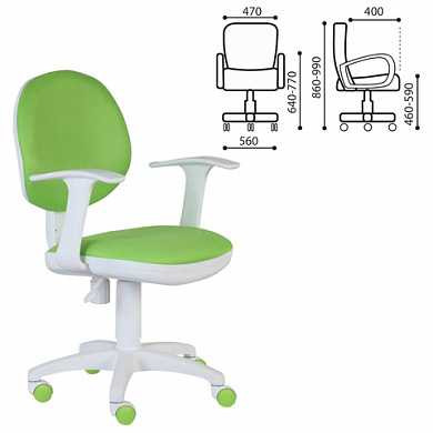Кресло CH-W356AXSN с подлокотниками, светло-зеленое, пластик белый, CH-W356AXSN/15 (арт. 531588)