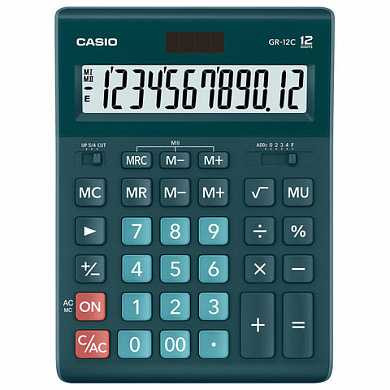 Калькулятор CASIO настольный GR-12С-DG, 12 разрядов, двойное питание, 210х155 мм, темно-зеленый, GR-12C-DG-W-EP (арт. 250440) купить в интернет-магазине ТОО Снабжающая компания от 7 546 T, а также и другие Калькуляторы настольные на сайте dulat.kz оптом и в розницу