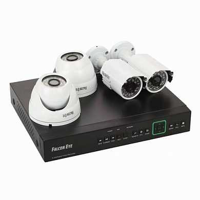Комплект видеонаблюдения FALCON EYE FE-104D KIT "Офис", 4-х канальный, аналоговый регистратор, 2 уличные + 2 внутренние камеры, FE-104D KIT Офи (арт. 353764)