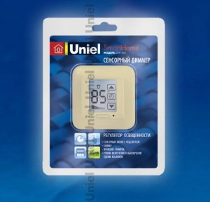 Uniel выкл. с диммером сенсорный, таймер выключ., бежевый USW-001-LCD-DM-40/500W-TM-M-BG блистер (арт. 441711)