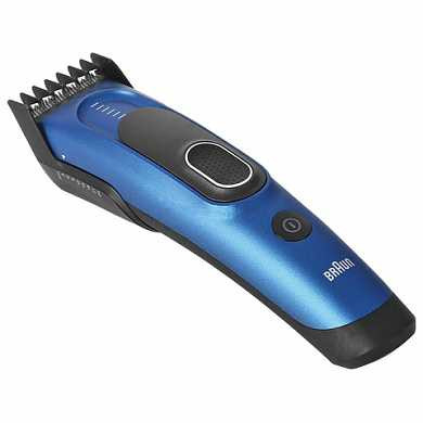 Машинка для стрижки волос BRAUN HC5030, 16 установок длины (3-35 мм), 2 насадки, сеть+ аккумулятор, синяя/черная (арт. 453740)