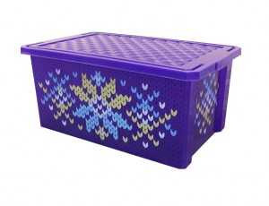 Ящик для хранения BranQ Optima "Carnaval", 12л, 40х25х18см, пластик, фиолетовый, с рисунком, BQ2583КАР-НК (арт. 637387)