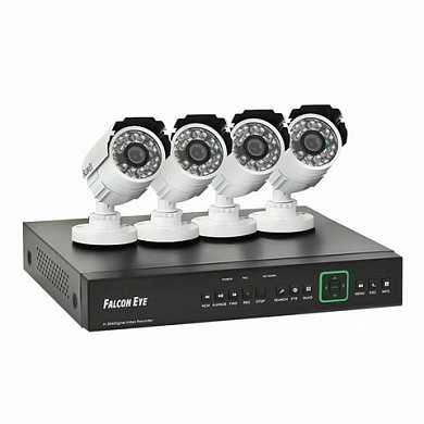 Комплект видеонаблюдения FALCON EYE FE-104D KIT с, 4-х канальный аналоговый регистратор, 4 уличные камеры, FE-104D KIT Дач (арт. 353763)